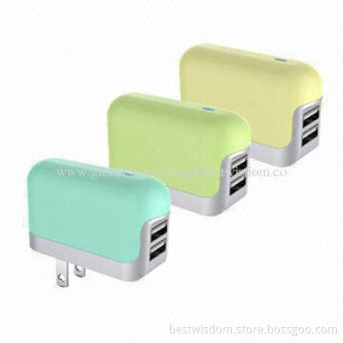5V/2.4A USB Mobile Phone Charger with 100 to 240V, 50/60Hz Input and Dual USB Socket